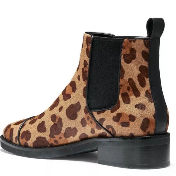 Cole Haan Mara Grand Brown Tan Leopard Print Calf Hair Chelsea Booties 7 - Picture 5 of 11